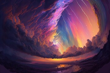 Wall Mural - heavenly shower of flashing hues - a breath-taking visual symphony generative ai