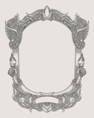 antique engraving frame monochrome style, Vector vintage illustation
