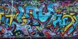 © Adriana - Vibrant colors come alive in this street art mural, expressing the artists creativity through a mix of text and graffiti. Full Frame, Generative AI