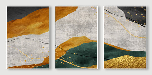 Modern abstract gold and blue textured art pattern, watercolor vintage background.