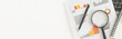 © LunaKate - Business graphs, charts, magnifying glass and calculator on table. Financial development, Banking Account, Statistics