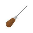 Beading awl tool with wooden handle.