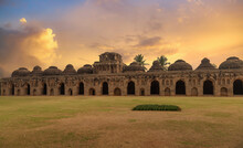 Elephant Stable Medieval Architecture At Hampi Karnataka At Sunset