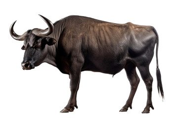 an isolated black cow bull side portrait, farm-themed, rodeo-themed photorealistic illustration on a