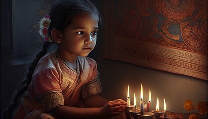 Canvas Print - Diwali the triumph of light and kindness Hindu festival of lights celebration Diya oil lamps 24th October