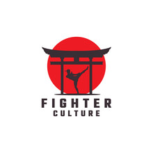 Taekwondo Karate Traditional Japanese Martial Arts Logo Vector Icon Symbol Illustration Design