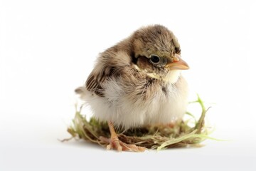 Sticker - a little bird against a white background. Generative AI