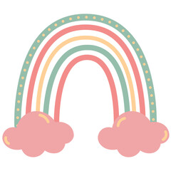 Rainbow Boho Shape with cloud illustration for decoration Web Design, Poster, Brochure, Printing, Advertisement, etc.