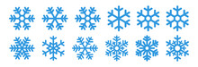 Set Blue Snowflake Icons Collection Isolated On White Background. 