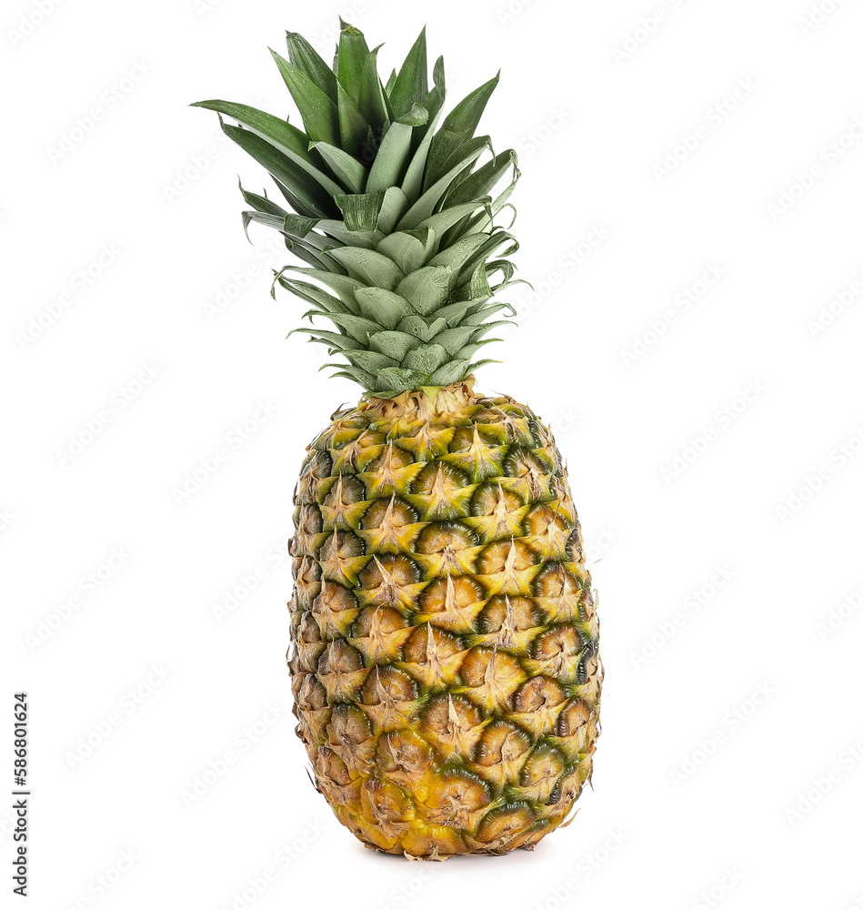 Fresh ripe pineapple on white background