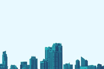 City scene and cityscape blue pattern on color background