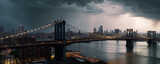 Fototapeta Londyn - New York city under rainstorm photography. Generative AI