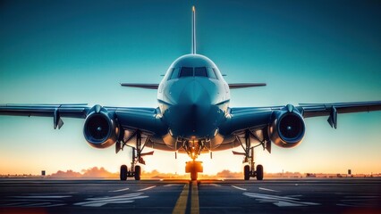 Passengers commercial airplane in close in the sky on background
