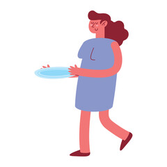 Sticker - woman with dish utensil