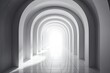 mysterious long hallway with a glowing light at the end. Generative AI