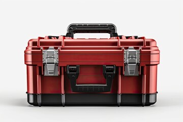 red and black toolbox on a white background. generative ai