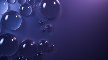 Purple And Blue Background With Liquid Droplets On Surface. Modern Wallpaper With Copy-Space.