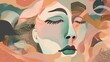 © QuietWord - illustration of woman face with abstract background, Generative Ai