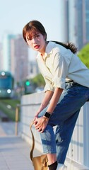 Wall Mural - woman stand on platform