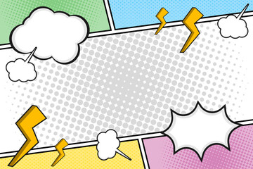 Sticker - Comic book frame background, vector illustration