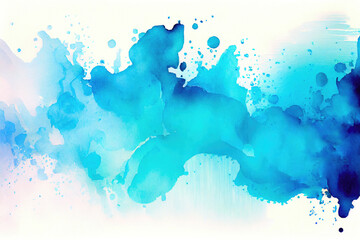 Aufkleber - Abstract blue watercolor background. Ink in water. Hand drawn illustration, ai generation