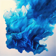 Aufkleber - Abstract blue watercolor background. Ink in water. Hand drawn illustration, ai generation