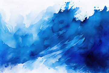 Wall Mural - Abstract blue watercolor background. Ink in water. Hand drawn illustration, ai generation