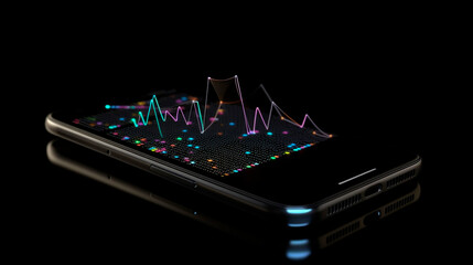 Mobile data illustration on dark background, created with Generative AI Technology