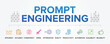 Prompt Engineering concept, benefits, vector icons set infographic background illustration banner.