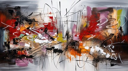 artistic illustration abstract background, grunge brush stroke, idea for wall decor , generative ai