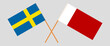 Crossed flags of Sweden and Dubai. Official colors. Correct proportion