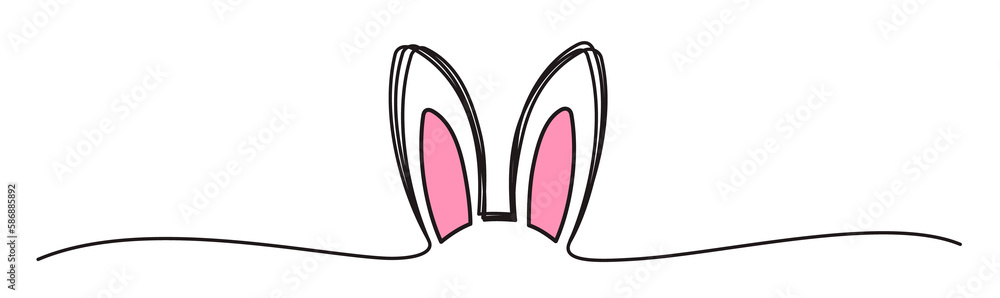 Easter Bunny Ears line art banner in scribble style hand drawn with ...