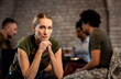 © Zoran Zeremski - Portrait of female veteran in PTSD support group looking at camera.