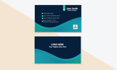 simple & Modern Business card with blue combination . business card template 