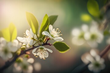 Sticker - Spring picture of flowering tree branches.The beauty of nature. Generative AI