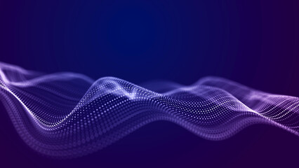Wall Mural - Abstract wave of musical sounds. Smooth information transfer. 3D rendering.
