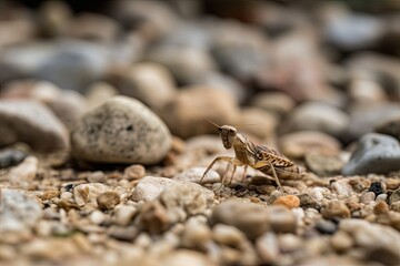 Poster - The floor area comprises little stones and dry straw, and the mantis resembles the force of a boxer. Generative AI