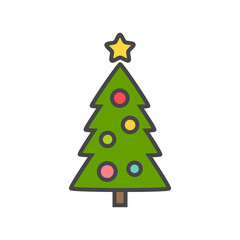 christmas tree flat design icon illustration.