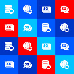 Canvas Print - Set Server 5G network, , and icon. Vector