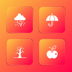 Sticker - Set Storm, Umbrella, Bare tree and Apple icon. Vector