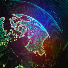 Wall Mural - Global network connection. Concept of dot and line composition of global business world map