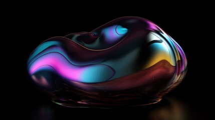 Wall Mural - 3d render of a distorted demorfed blob in the style of liquid holographic iridescent background. gen