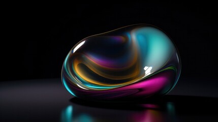 Wall Mural - 3d render of a distorted demorfed blob in the style of liquid holographic iridescent background. gen