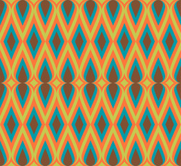 Retro summer 70s rainbow stripes pattern. Retrowave 80s art retro rainbow illustration. Seamless vector background. turquoise and orange retro colors 1970s. Abstract geometric background.