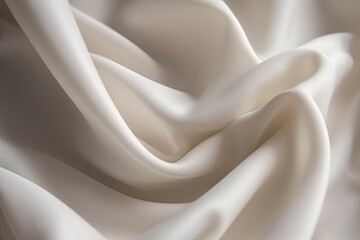 close up of thick white or beige draped cloth, texile or fabric fashion background - generative ai