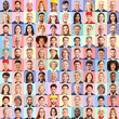 © Robert Kneschke - Portrait Collage von Erwachsenen vor bunten Kacheln