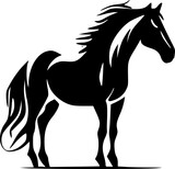 Fototapeta  - Horse - Black and White Isolated Icon - Vector illustration