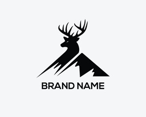 creative  mountain deer logo  vector template