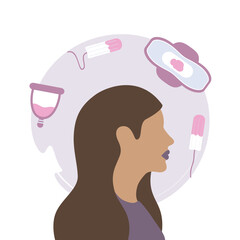 Sticker - woman think about female hygiene products menstruation