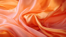 Abstract Background Of A Semitransparent Silk Fabric Of Orange Color. Generative AI